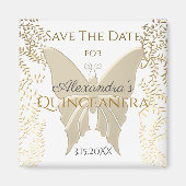 Elegant Gold Butterfly Quinceanera Save the Date Magnet (Vorne)