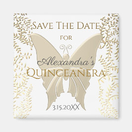 Elegant Gold Butterfly Quinceanera Save the Date Magnet