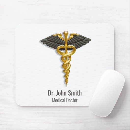 Elegant Gold Caduceus Black Wings Klasse medizinis Mousepad (Mit Mouse)