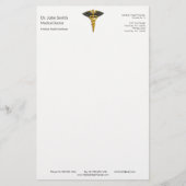 Elegant Gold Caduceus Black Wings Medical Classy Briefpapier (Vorderseite)
