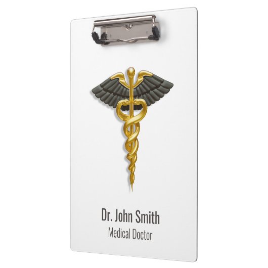 Elegant Gold Caduceus Classy Medical Black Wings Klemmbrett (Links)