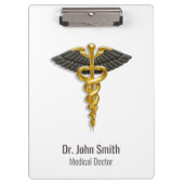 Elegant Gold Caduceus Classy Medical Black Wings Klemmbrett (Vorderseite)