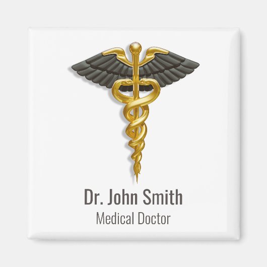 Elegant Gold Caduceus Classy Medical Black Wings Magnet (Vorne)