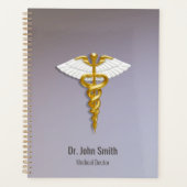 Elegant Gold Caduceus White Wings Medical Planer (Vorderseite)