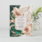 Elegant Gold Calla Lily Wedding | Green & Ivory Einladung (Stehend Vorderseite)