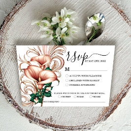 Elegant Gold Calla Lily Wedding | Green & Ivory RSVP Karte
