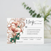 Elegant Gold Calla Lily Wedding | Green & Ivory RSVP Karte (Stehend Vorderseite)