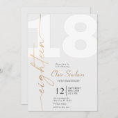 Elegant Gold Calligraphy 18. Geburtstagsparty Einladung (Vorne/Hinten)