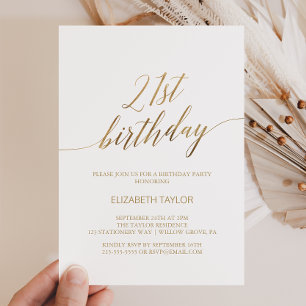 Elegant Gold Calligraphy 21. Geburtstag Einladung