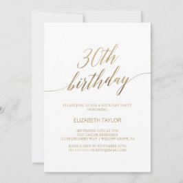 Elegant Gold Calligraphy 30. Geburtstag Einladung