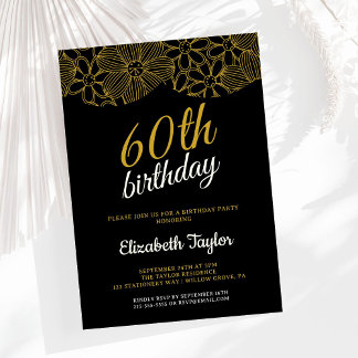 Elegant Gold Calligraphy 60. Geburtstag Einladung
