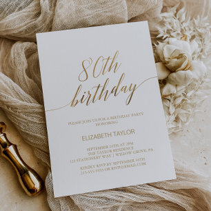 Elegant Gold Calligraphy 80. Geburtstag Einladung