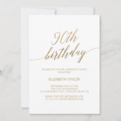 Elegant Gold Calligraphy 90. Geburtstag Einladung (Vorderseite)