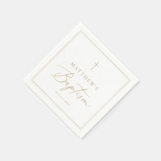 Elegant Gold Calligraphy Baptism Serviette (Ecke)