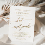 Elegant Gold Calligraphy Bat Mitzvah Einladung<br><div class="desc">Diese elegante Goldkalligraphie Bat Mitzvah Einladung ist perfekt für eine einfache Fledermaus Mitzvah. Das neutrale Design besticht durch eine minimalistische Karte,  die mit romantischen und skurrilen Imitaten mit Goldfolien-Typografie dekoriert ist. Bitte beachten Sie: Dieses Design enthält keine echte Goldfolie. Es ist eine hochwertige Grafik,  die wie Goldfolie aussieht.</div>