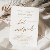 Elegant Gold Calligraphy Bat Mitzvah Einladung