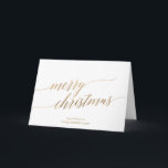 Elegant Gold Calligraphy Christmas Corporate Feiertagskarte<br><div class="desc">This elegant gold calligraphy Christmas corporate holiday card is the perfect simple Christmas greeting. The neutral design features a minimalist holiday card decorated with romantic and whimsical faux gold foil typography. Personalize the card with your company name,  a greeting,  employee names and your logo.</div>