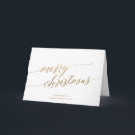 Elegant Gold Calligraphy Christmas Corporate Feiertagskarte<br><div class="desc">This elegant gold calligraphy Christmas corporate holiday card is the perfect simple Christmas greeting. The neutral design features a minimalist holiday card decorated with romantic and whimsical faux gold foil typography. Personalize the card with your company name,  a greeting,  employee names and your logo.</div>