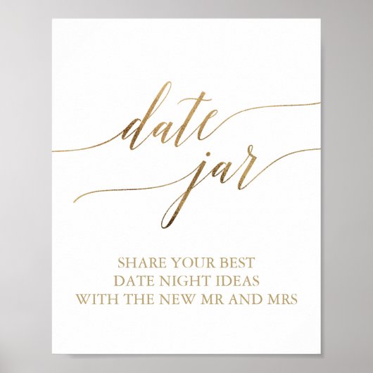 Elegant Gold Calligraphy Date Jar Sign Poster (Vorne)