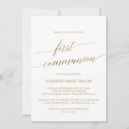 Elegant Gold Calligraphy First Communation Einladung
