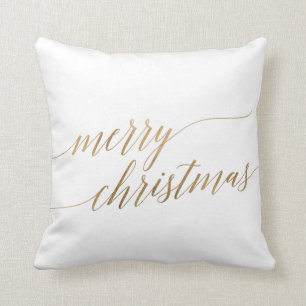 Elegant Gold Calligraphy Frohe Weihnachten Kissen