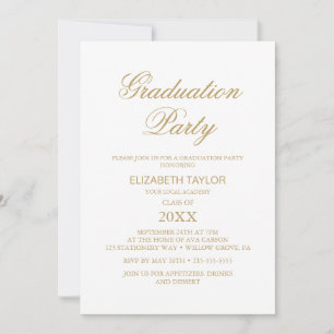 Elegant Gold Calligraphy Graduation Party Einladung