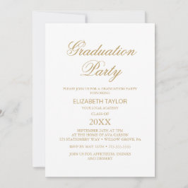 Elegant Gold Calligraphy Graduation Party Einladung