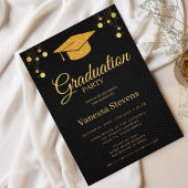 Elegant Gold Calligraphy Graduation Party Einladung