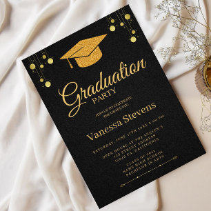Elegant Gold Calligraphy Graduation Party Einladung