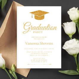 Elegant Gold Calligraphy Graduation Party Einladung