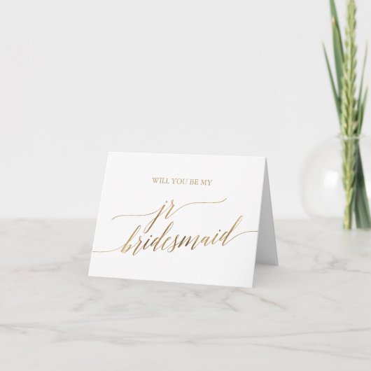 Elegant Gold Calligraphy Jr Bridesmaid Vorschlag Karte (Vorderseite)