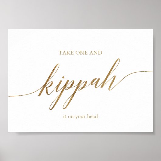 Elegant Gold Calligraphy Kippah Poster (Vorne)