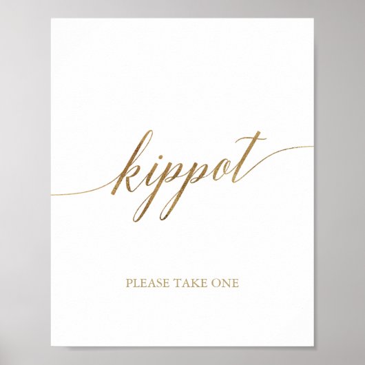 Elegant Gold Calligraphy Kippot Poster (Vorne)