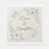 Elegant Gold Calligraphy “Love & Laughter” Serviette (Vorderseite)