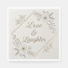 Elegant Gold Calligraphy “Love & Laughter”  Serviette