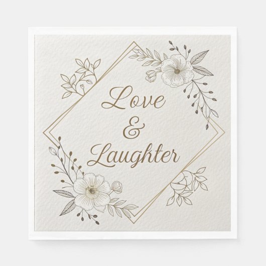 Elegant Gold Calligraphy “Love & Laughter”  Serviette (Vorderseite)