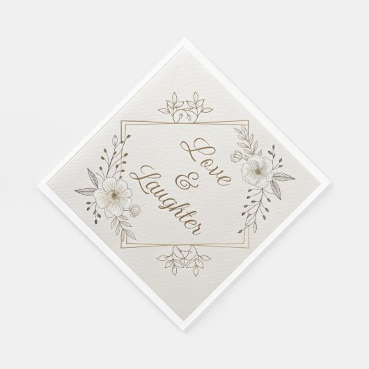 Elegant Gold Calligraphy “Love & Laughter” Serviette (Ecke)
