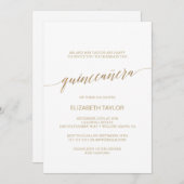 Elegant Gold Calligraphy Quinceñera Einladung (Vorne/Hinten)