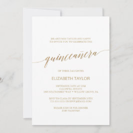 Elegant Gold Calligraphy Quinceñera Einladung
