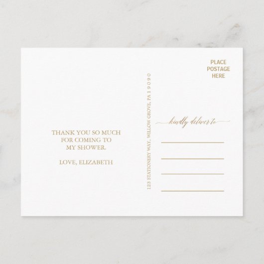 Elegant Gold Calligraphy Vielen Dank Postkarte (Rückseite)