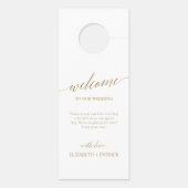 Elegant Gold Calligraphy Wedding Guest Türanhänger (Rückseite)