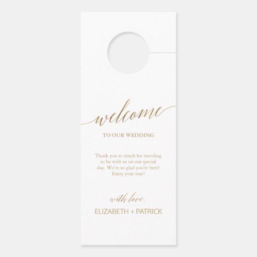 Elegant Gold Calligraphy Wedding Guest Türanhänger (Rückseite)