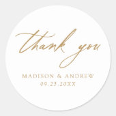 Elegant Gold Calligraphy Wedding Thank You Runder Aufkleber (Vorderseite)