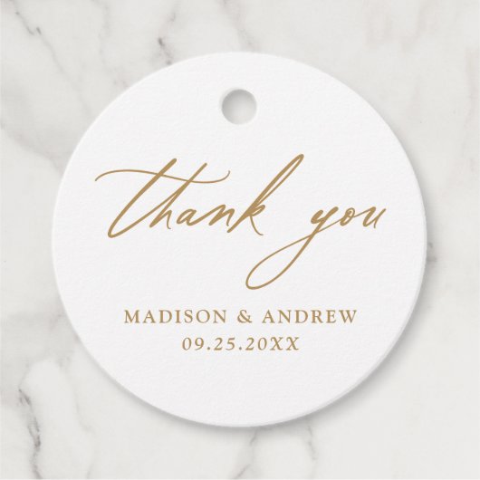 Elegant Gold Calligraphy Wedding Vielen Dank Geschenkanhänger (Vorderseite)