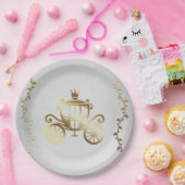 Elegant Gold Carriage White Storybook Royal Pappteller (Party)