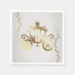 Elegant Gold Carriage White Storybook Royal Serviette