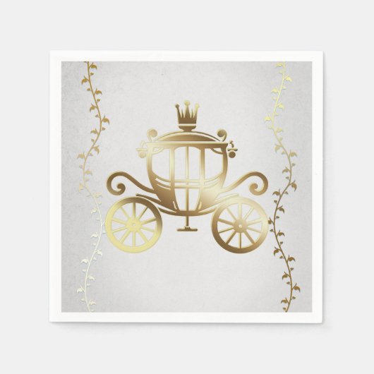 Elegant Gold Carriage White Storybook Royal Serviette (Vorderseite)