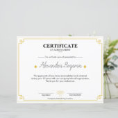 Elegant Gold Certificate of Achievement Profession (Stehend Vorderseite)