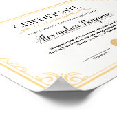 Elegant Gold Certificate of Achievement Template Poster (Ecke)