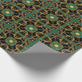 Elegant Gold Chain and Baroque Luxury Green and Bl Geschenkpapier (Ecke)